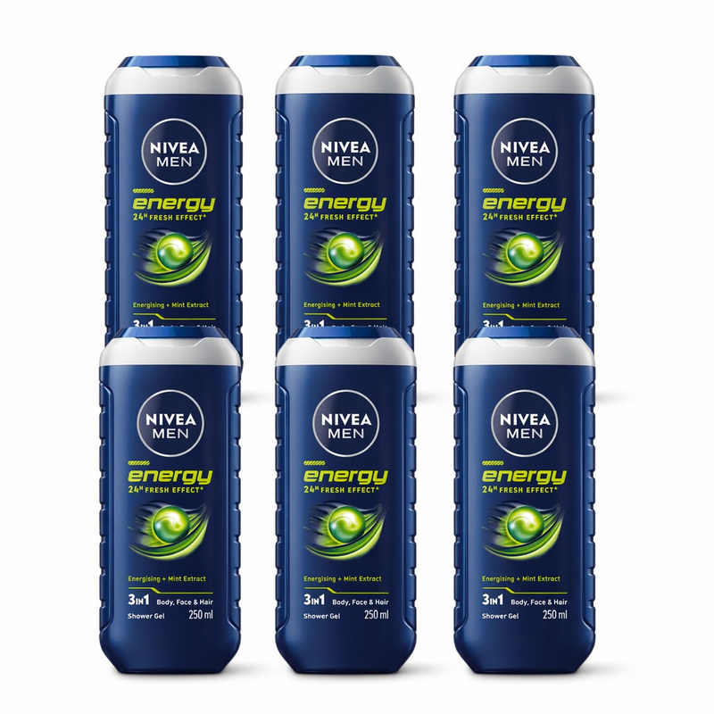 NIVEA Men douchegel energy 250 ml (6-pack)