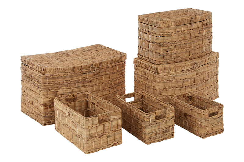Lidi Set Of Six Water Hyacinth Storage Baskets.