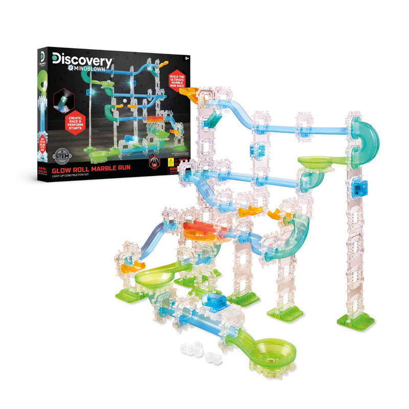 Discovery #MINDBLOWN Marble Run Construction Set - Building Toy for Kids with LED Light Up Marbles & 114 Pieces