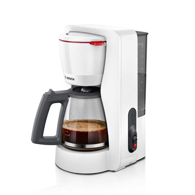 Bosch MyMoment TKA2M111 Filterkaffeemaschine - 1,25 L, 10-15 Tassen, 1200 W, Mattweiß, Glaskanne