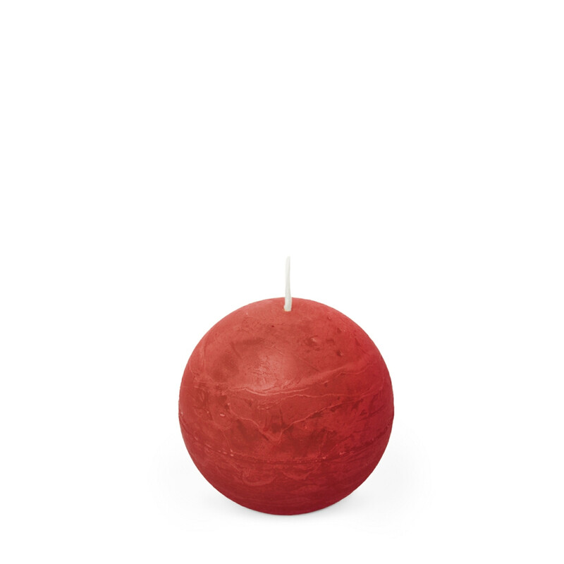 Ball Candle Rustic Unscented Red D:8xH:8cm