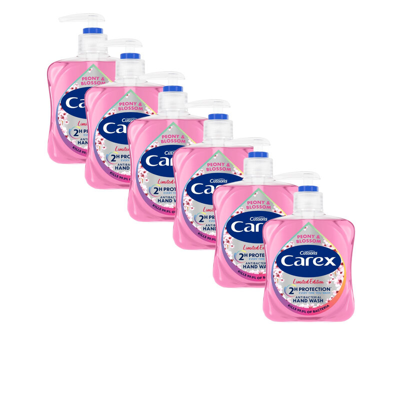 Cussons Carex Limited Edition Peony & Blossom Antibacterial Hand Wash 250ml - 6 Pack bundle