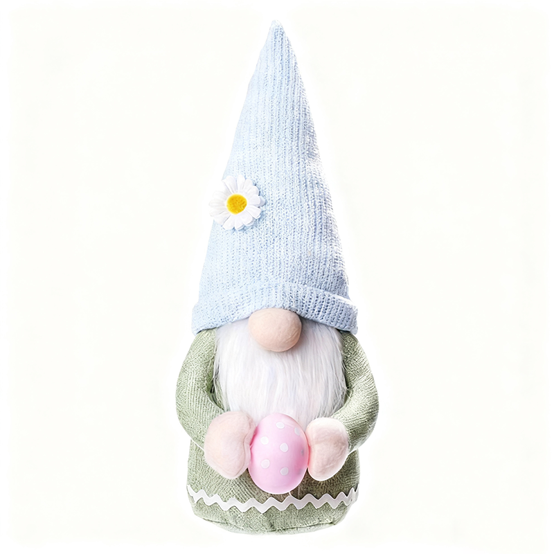 Yuejia 1 stuk 12 inch/30 cm paaskabouter pluche elfdecoraties, handgemaakte kabouterkonijn gezichtsloze pop paasornamenten, paasei met wortels lente woondecoratie cadeaus voor vrouwen en mannen (blauw)