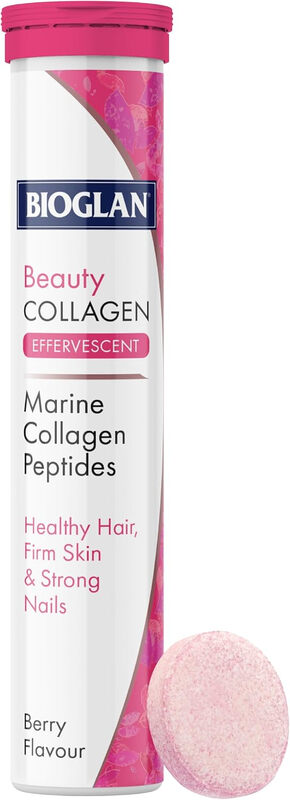 Bioglan Beauty Collagen Effervescent Tablets 1000Mg Marine Collagen + Vitamin C, Biotin & Selenium – Skin, Hair & Nails Support – Berry Flavour Drink – 20 Tablets