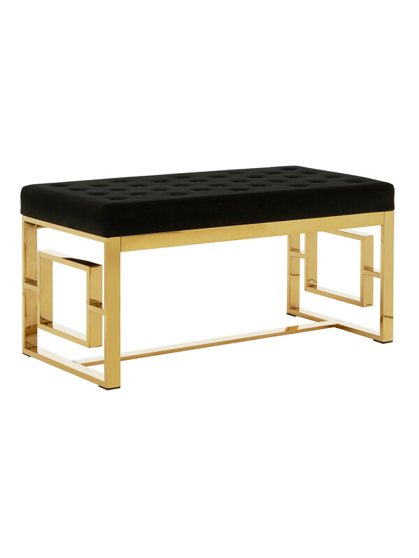 Ottoman Bench Allure Gold Finish/Black Velvet