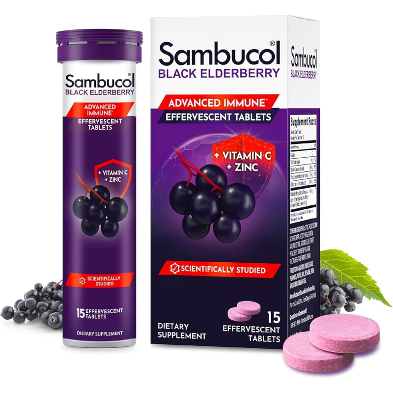 Sambucol Black Elderberry Immune Support Effervescent Tablets - 15 Tablets