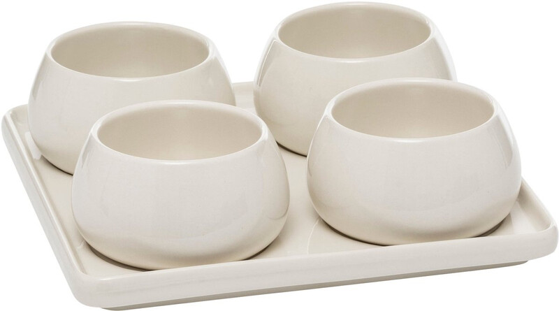 Secret de Gourmet Nora Vorspeisen-Set, 5-teilig, Quadratischer Weißer Keramiktray