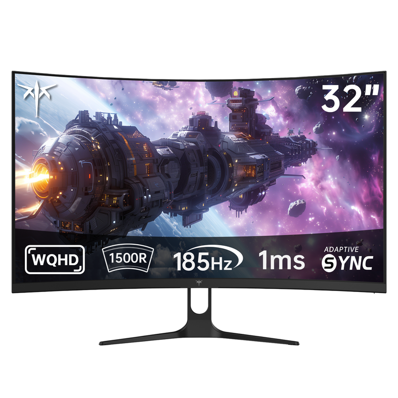 Ktc 32 Zoll Curved Gaming Monitor, 2K 180 Hz (OC 185 Hz) 1500R Monitor, H32S5 | QHD 1440P PC Computer Monitor, 1 ms mit Adaptive Sync, DisplayPort/HDMI/USB, VESA Wandhalterung, Neigbar