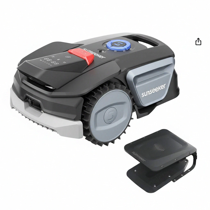 Sunseeker V1 Wireless Boundary Robot Lawn Mower 300 m² for Small Gardens AI Vision Smart Obstacle Avoidance 27% Slope One-Key Mowing App Control with Garage