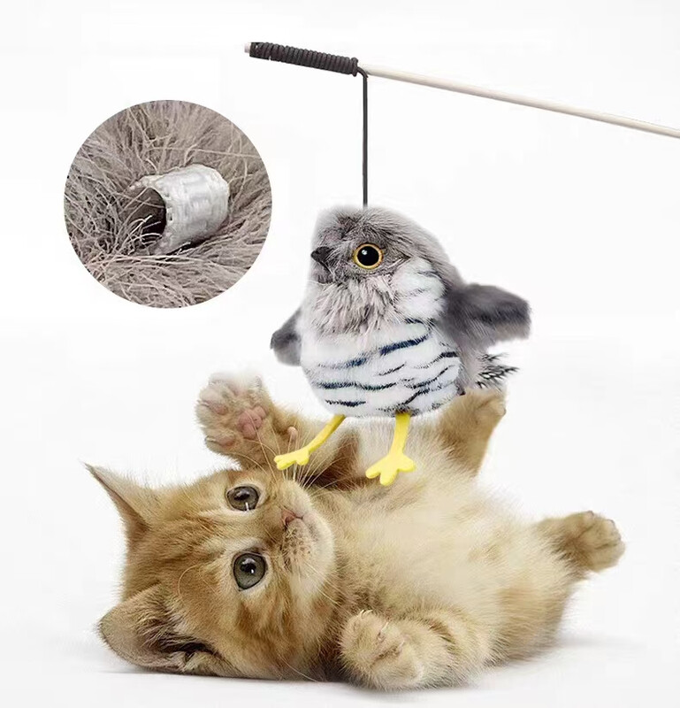 Petgravity Cute Cuckoo Bird Interactive Cat Toy, Vibration Sensor, Flapping Sound, Realistic Bird Design, Usb-C Rechargeable, Built-In Catnip & Eco-Friendly Material Design