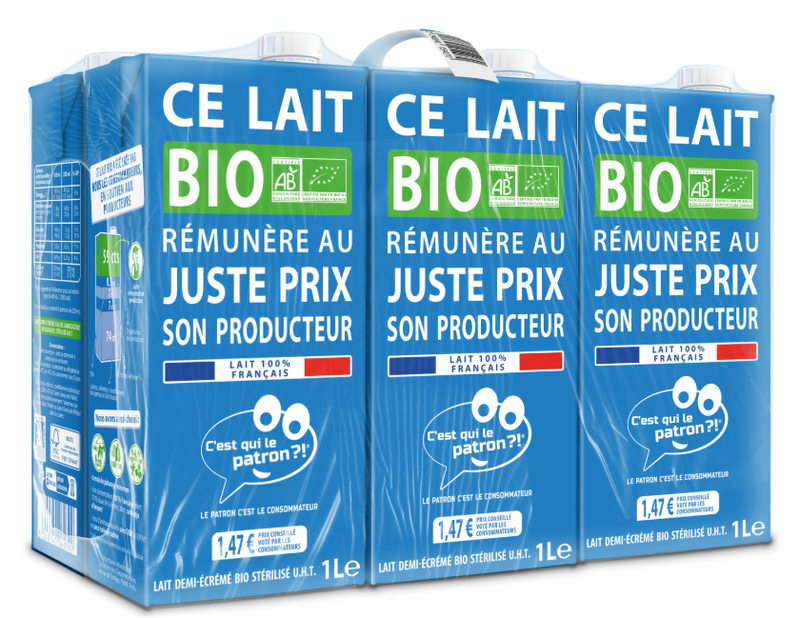 Lait Demi ecrémé Bio Stérilisé La Marque Du Consommateur Le Pack De 6 Bouteilles De - vue 2