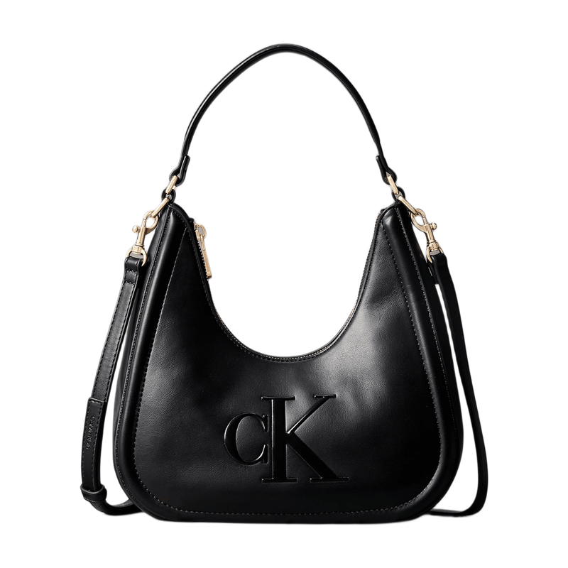 Calvin Klein Embossed Monogram Crescent Bag - Black
