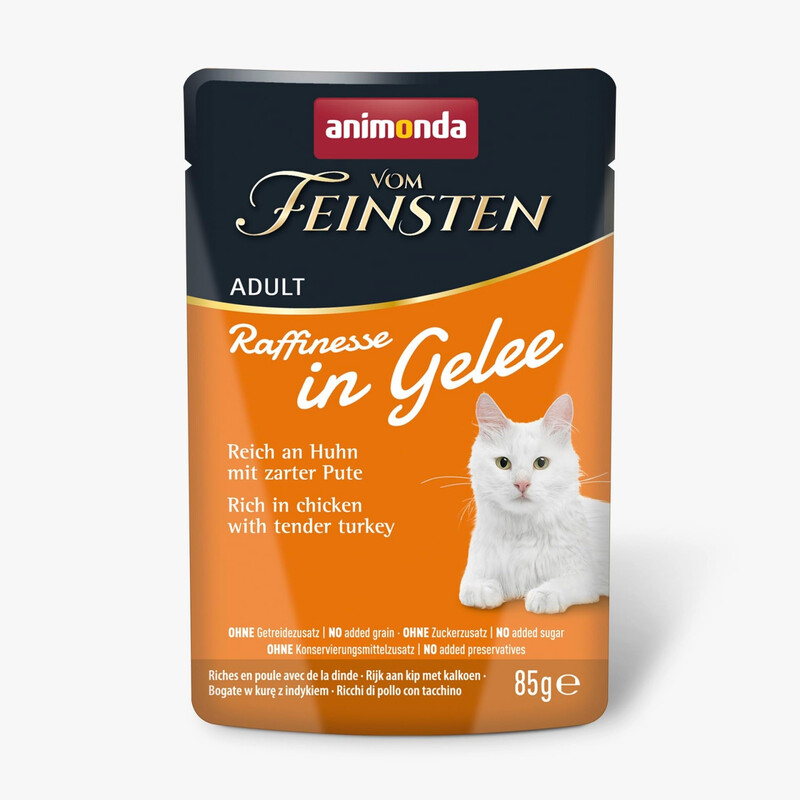 animonda Vom Feinsten Adult Raffinesse in Gelee Huhn + Pute Katzennassfutter, 24 × 85 g