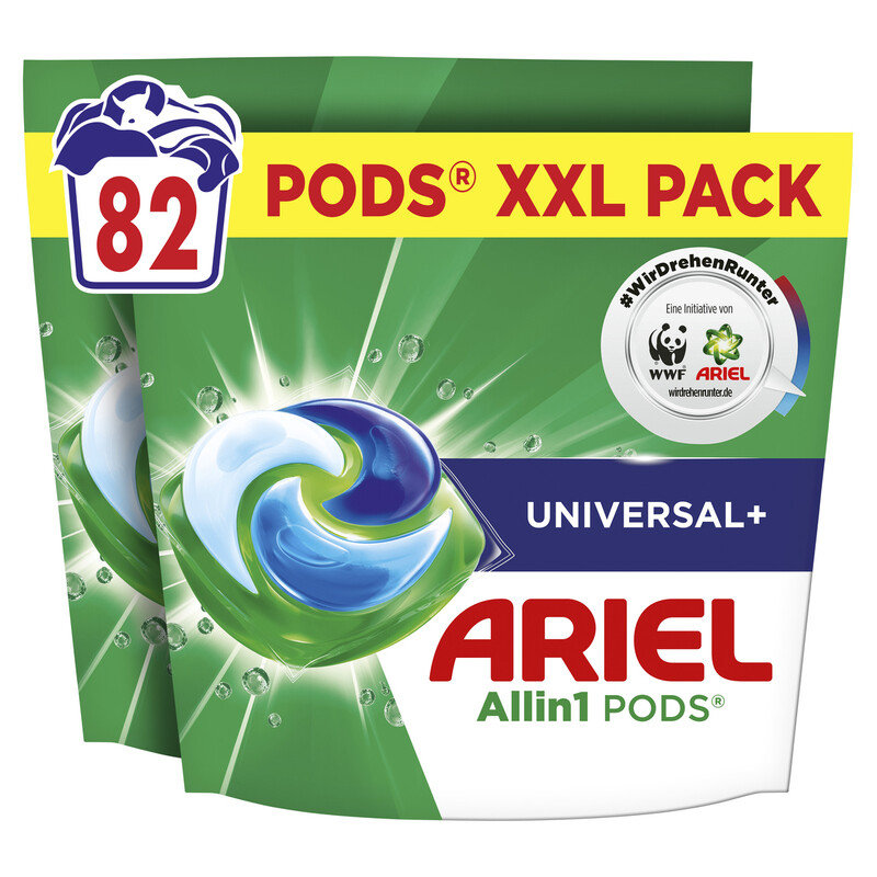 Ariel Allin1 Pods®, Flüssigwaschmittelkapseln 82 Wäschen, Universal+, Fleck-Weg-Power Ab Der 1. Wäsche, Selbst In Kaltem Wasser