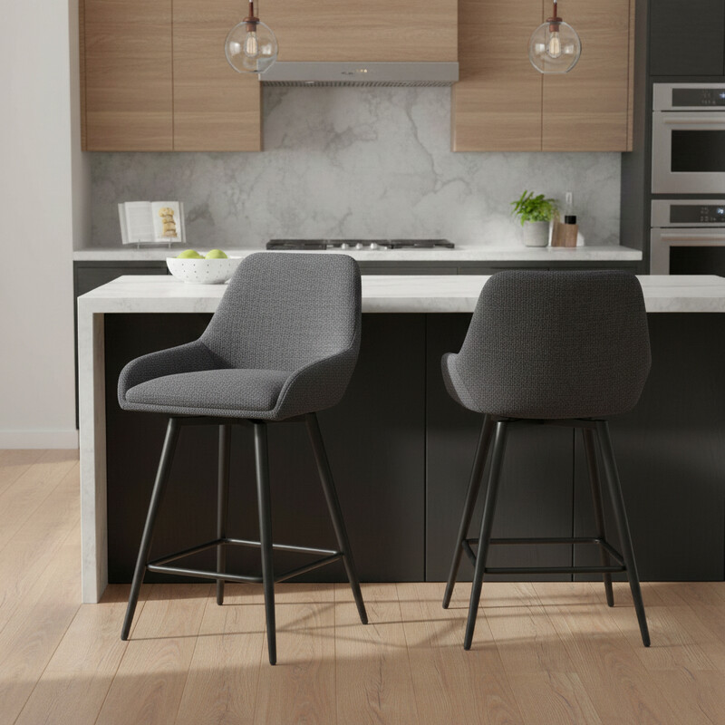 Bar Stools Oscar Graphite Grey 2pcs