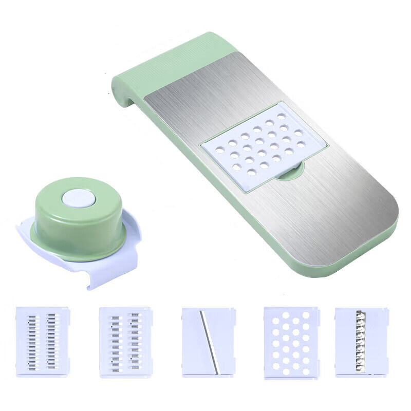 Green 5-Blade Vegetable Cutter with Stainless Steel Surface