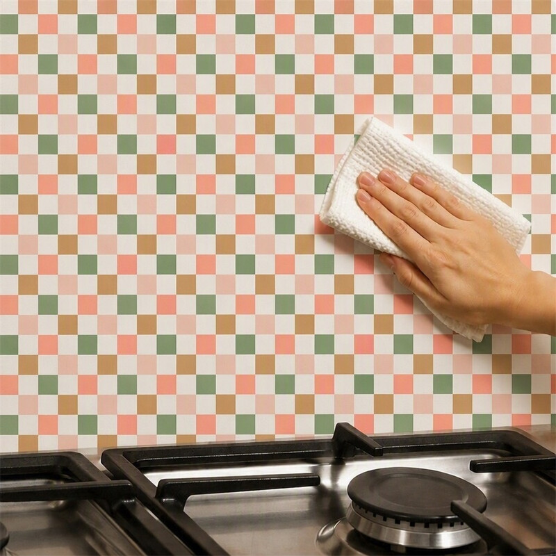 Huacan zelfklevend behangpapier, oliebestendig en waterdicht, geschikt voor wanddecoratie in woonkamer, keuken en badkamer, mozaïekpatroon, 20*20cm, 10 stuks