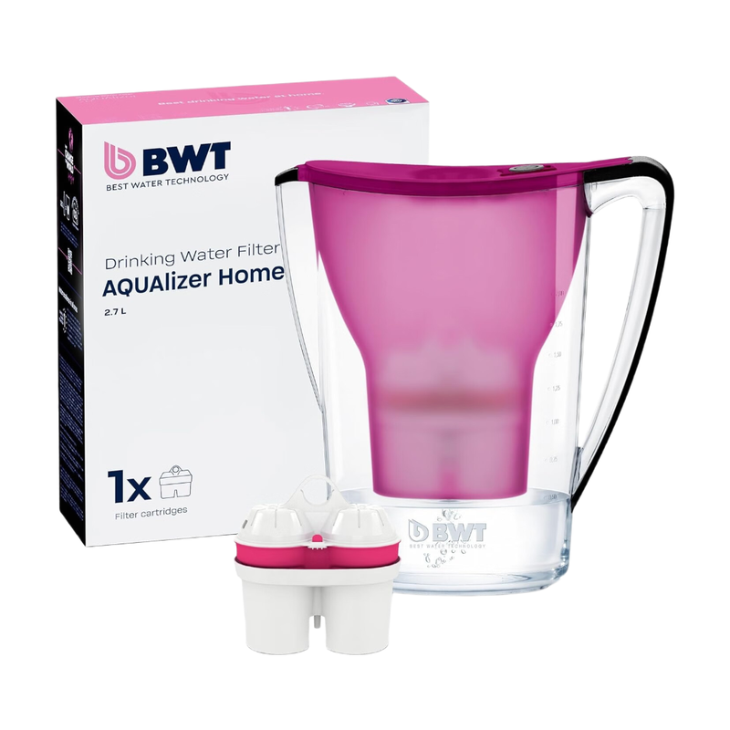 BWT Aqualizer Home Wasserfilter Aubergine | 2,7 L | Tischkaraffe | Inklusive 1 Magnesium-Filterkartusche