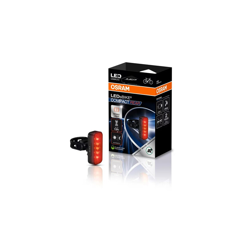 OSRAM COMPACT REAR - Intelligente remlicht, oplaadbaar, twee lichtstanden, StVZO-goedgekeurd