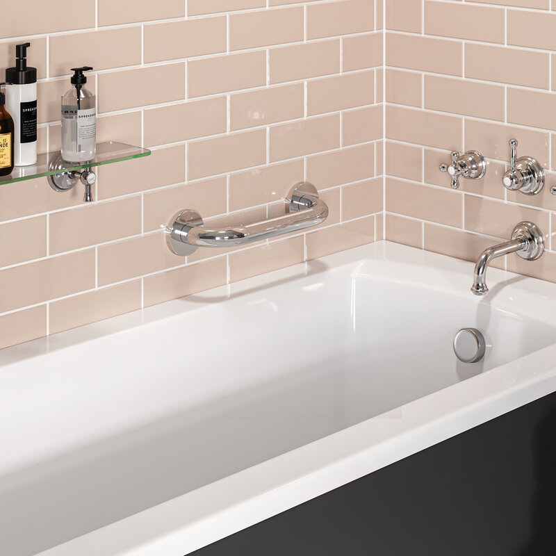 Stainless Steel Grab Bar with Anti-Slip Grip 300mm - Chrome