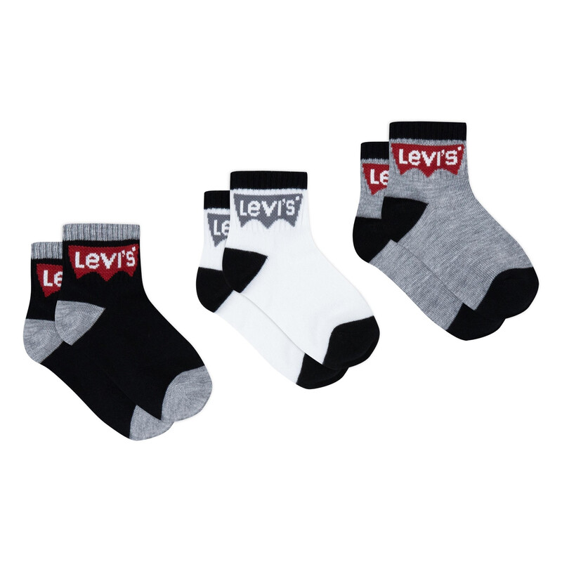 Levi's kindersokken LHN Batwing halfhoog, 3 paar, zwart - maat 5
