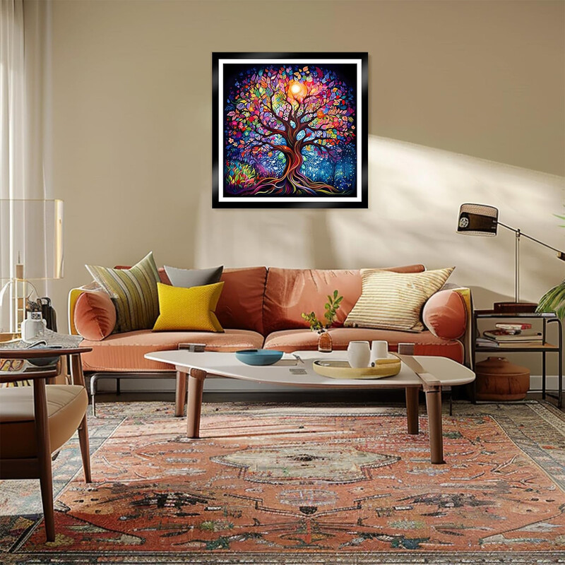 JU7CER Adult 5D Diamond Painting Kit - Colorful Tree of Life | Beginner-Friendly Crystal Cross Stitch 12×12 Inches (30×40cm)