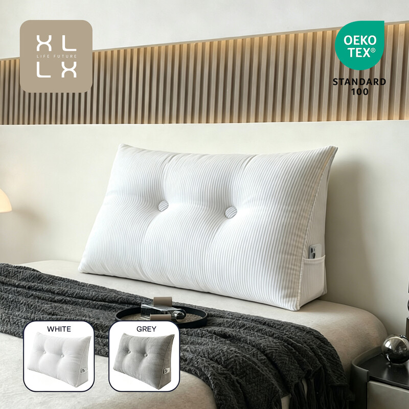 XLLX rugkussen - leeskussen voor bed en bank, kantelkussen, rugkussen voor muur, zitkussen, muurkussen, wasbare hoes (wit, 80 cm)
