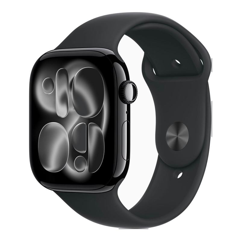 Apple Watch Series 11 GPS + Cellular 42 mm matzwarte aluminium kast met zwart sportbandje - M/L