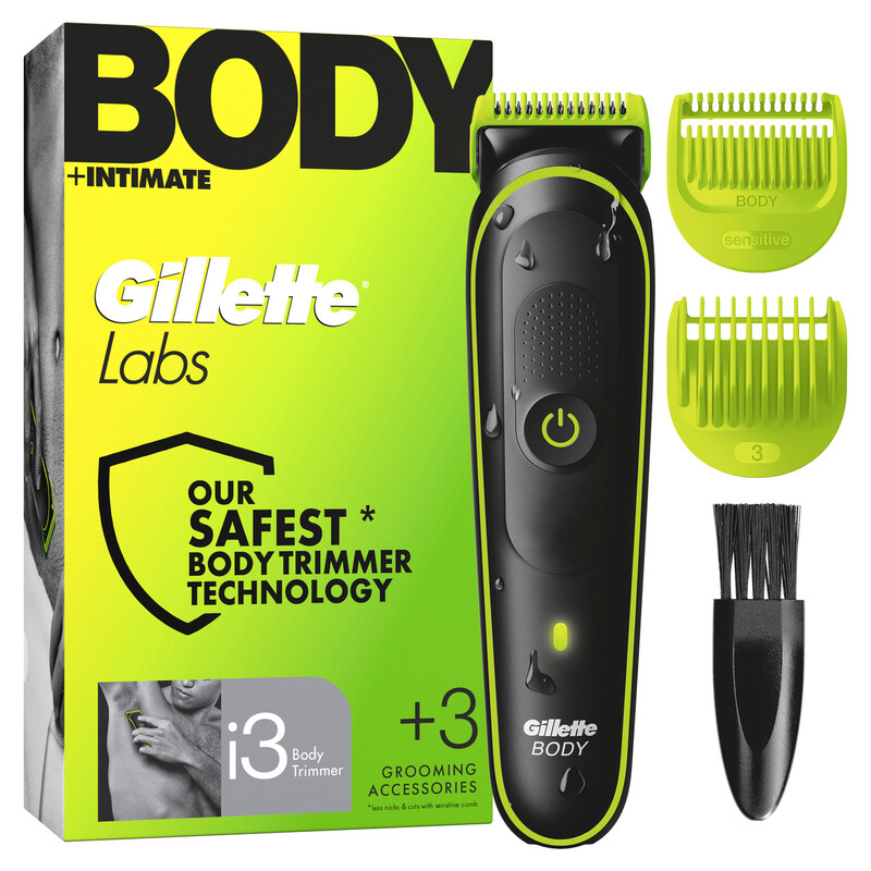 Gillette Labs i3 Body + Intimate Trimmer für Männer: SkinFirst Technologie für Körper & Intimbereich, wasserdicht mit Präzisionstrimmer