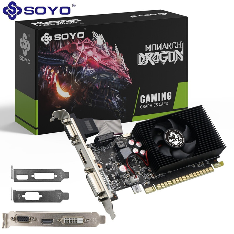 SOYO GT740 4 GB DDR3 Gaming-Grafikkarte - NVIDIA GeForee GT740, PCIe 3.0 16x, VGA DVI-Anschlüsse, Ideal für Gaming & Multimedia, Gaming-Grafikkarte | Ästhetisches Design | Langlebige Gaming-Karte