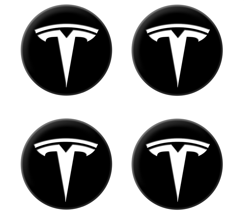 MOTENIO Caches centraux de roue avec logo Tesla argenté et noir - Lot de 4 pièces