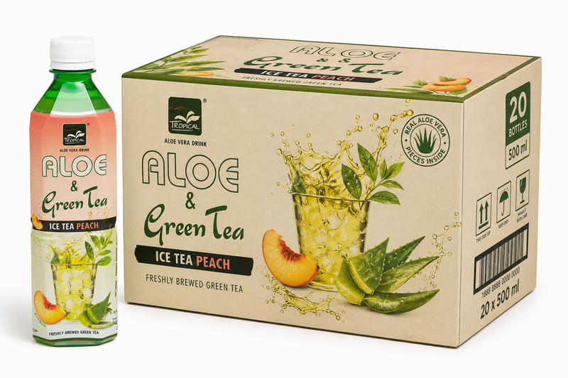 Tropical Aloë Vera Groene Thee Perzik 20 × 500 ml