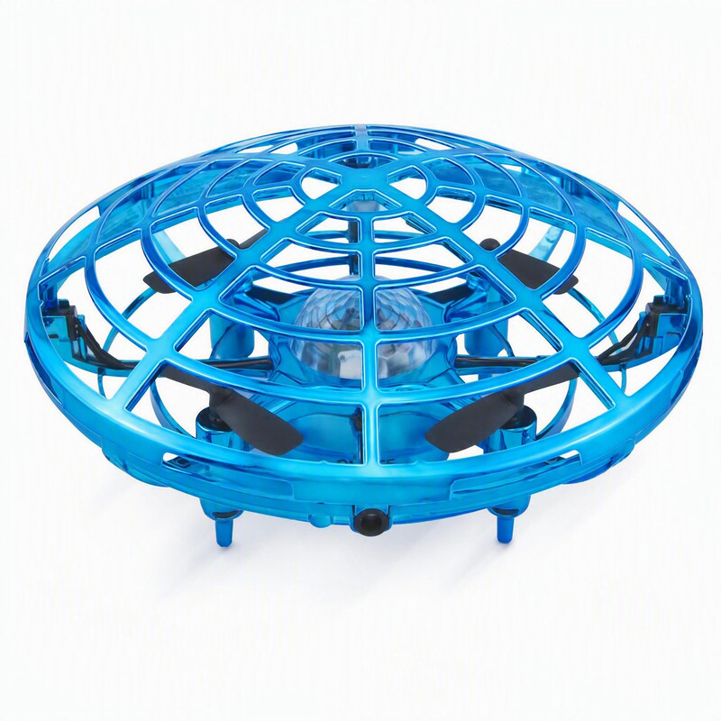 Dreamora 003 handgestuurde UFO-vliegende bal, 1 stuk, blauw, automatische obstakelvermijding, volledige beschermende behuizing, LED-licht, via USB oplaadbaar vliegspeelgoed voor kinderen vanaf 6 jaar, binnenspel