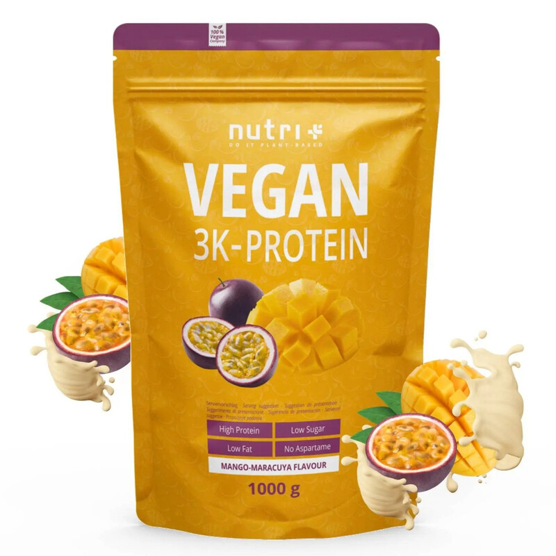 Nutri+ 3K Proteinpulver Vegan 1 kg Mango-Maracuja