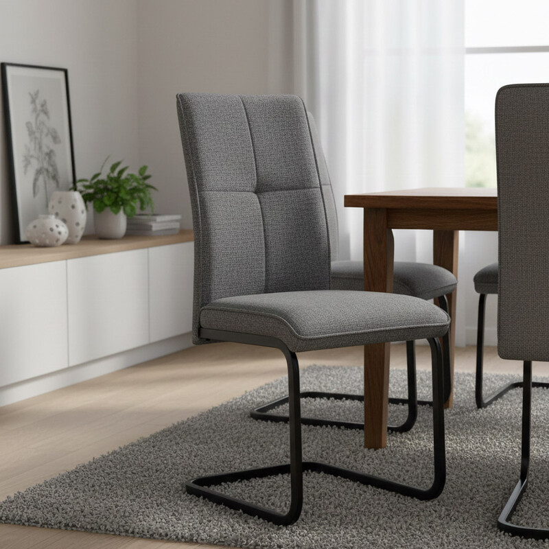 Dining Chair Venezia Cantilever Dark Grey 2pcs