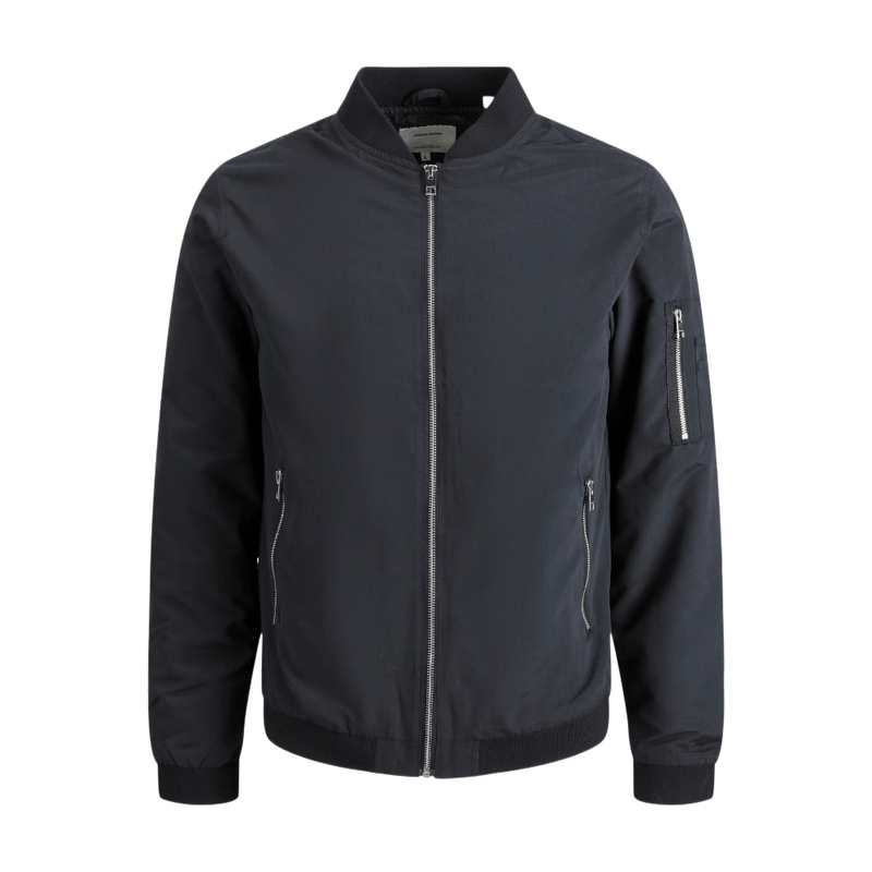 JACK & JONES Herren Hose: Essentials JJERUSS Bomberjacke in Schwarz, Größe M - Moderner Streetstyle