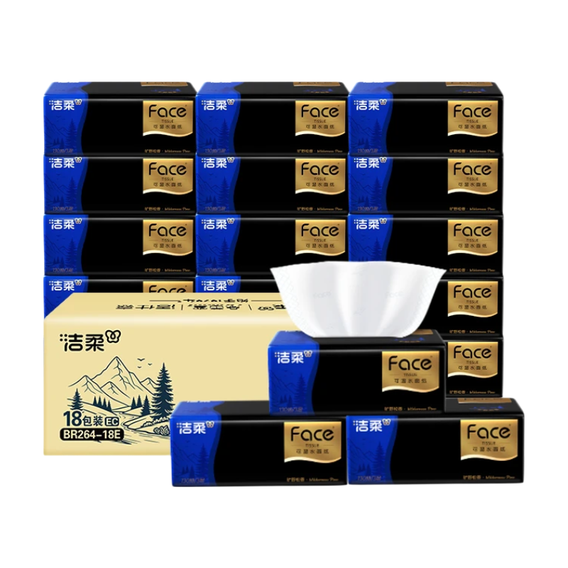 C&S 3-lagig 130 Blatt Gesichtstücher (Wildnis-Pinie Duft, Soft Pack) (18 Packungen)