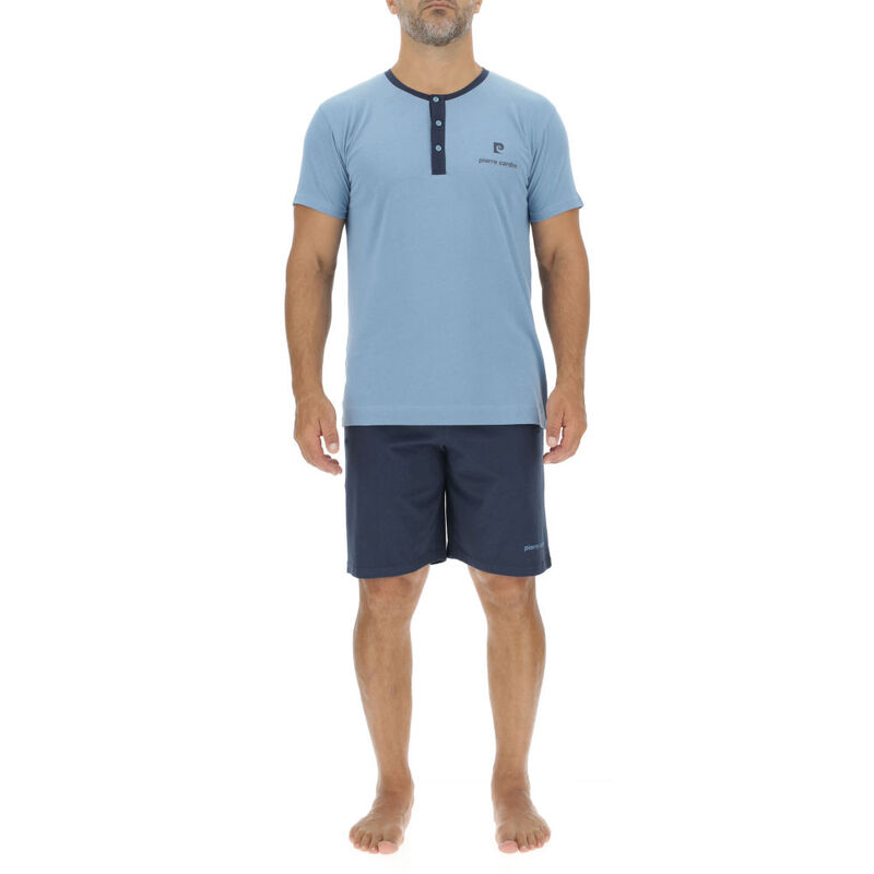 PIERRE CARDIN Pyjama pour homme ENC bleu clair/bleu marine - Taille M