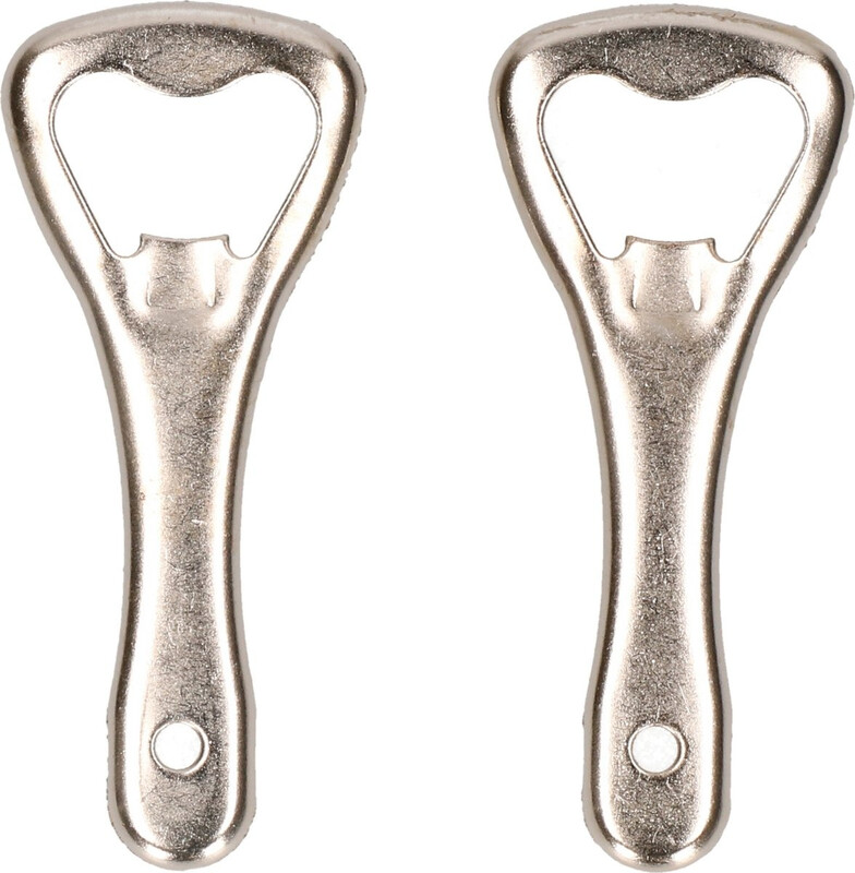 Excellent Set van metalen flesopeners – 9 cm, zilver, set van 2