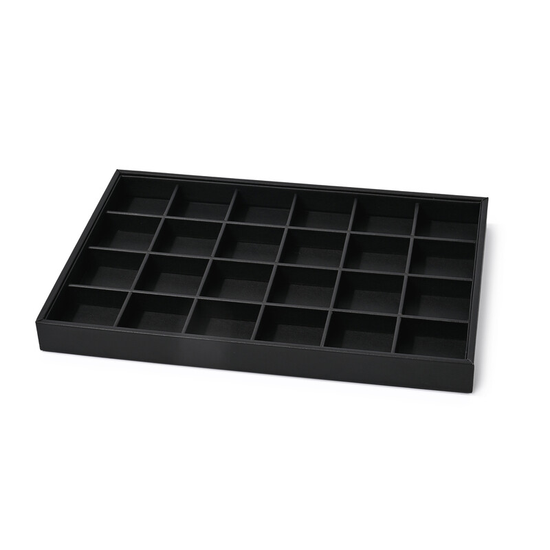 Oirlv PU leather jewelry tray, black jewelry organizer, ring and earring display, necklace and bracelet storage display, jewelry presentation accessories
