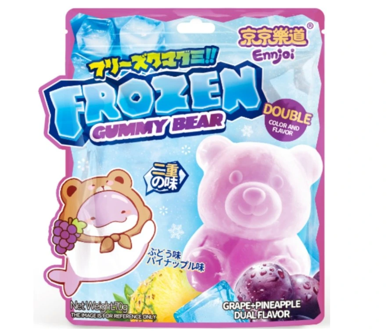 ENNJOI Frozen Gummy Bear met ananas- en druivensmaak, 70 g
