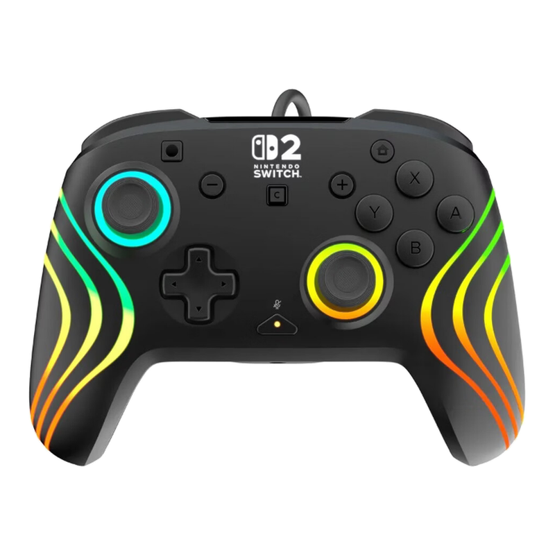 TURTLE BEACH Afterglow Wave Manette Filaire (USB) RGB - Joysticks à Effet Hall, Bouton C pour GameChat, 2 Boutons Arrière Programmables - Nintendo Switch 2 & Switch - Noir