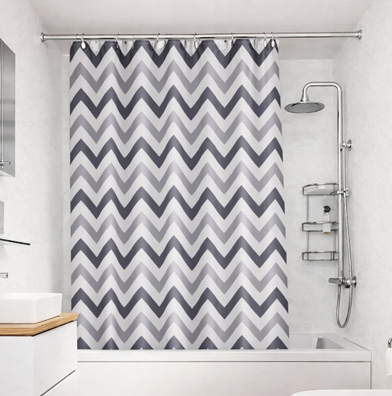 Shower Curtain Chevron Proseal® Grey 180x180cm