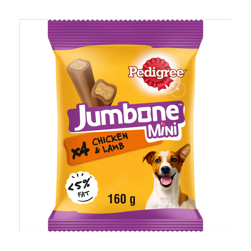 Jumbone Mini Adult Small Dog Treats Chicken & Lamb 4 Chews 160g