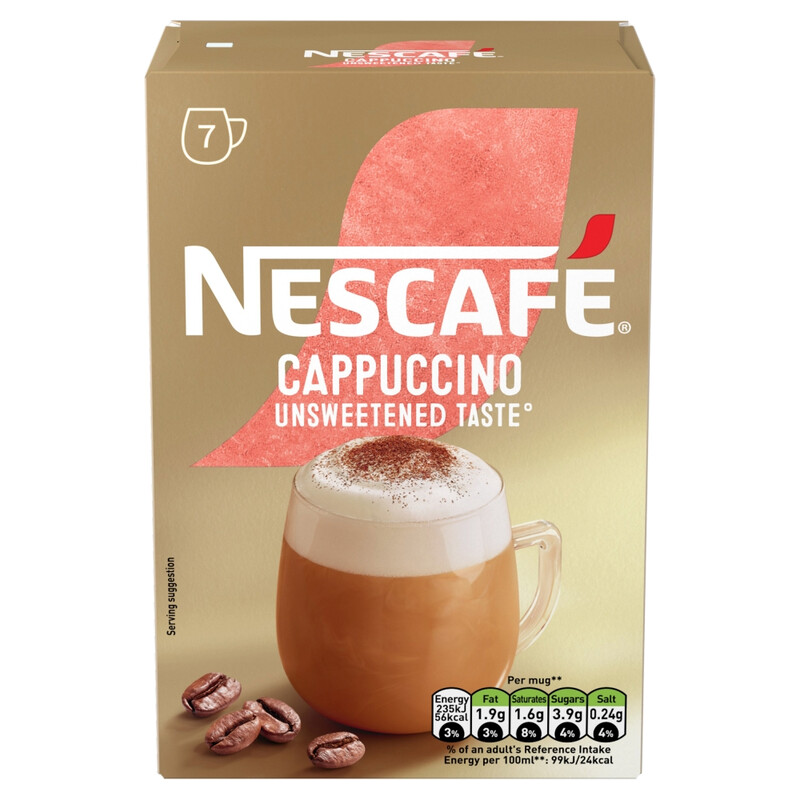 Nescafe Cappuccino Unsweetened Instant Coffee 7 Sachets 99.4g