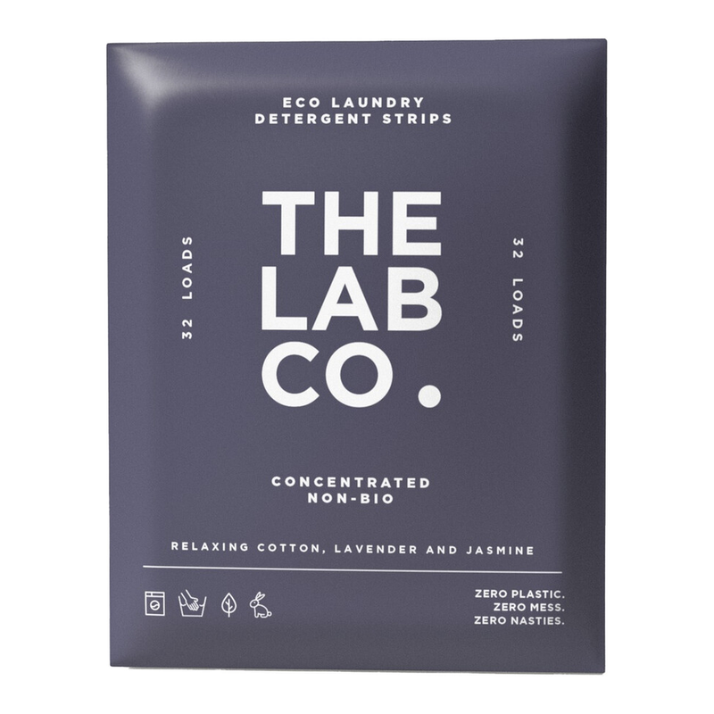 The Lab Co. Laundry Detergent Strips Washing Sheets | Eco Ultra-Concentrated | Non-Bio for Sensitive Skin | Non-Toxic Fragrance | EDC-Free | Lab-Tested | Relaxing Cotton Lavender Jasmine | 32 Loads