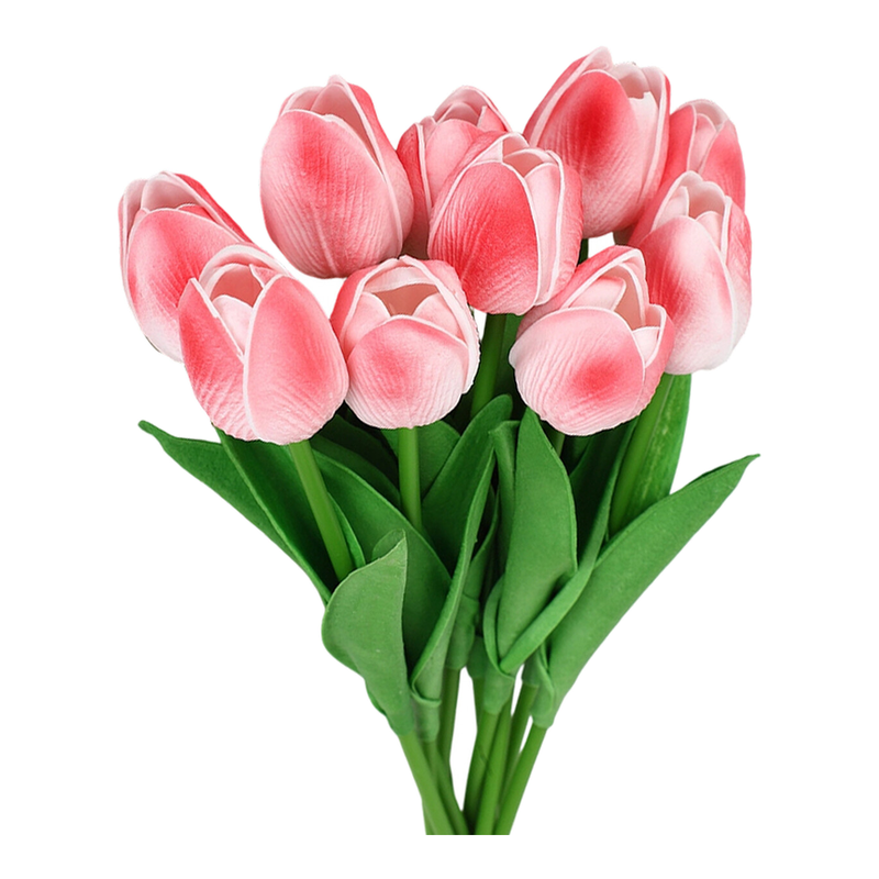 Wei's moment 7Pcs Artificial Tulips Flowers Fake Flowers Latex Tulips Real Touch for Party Home Wedding Decoration and DIY Decor, Multicolor Peach Pink