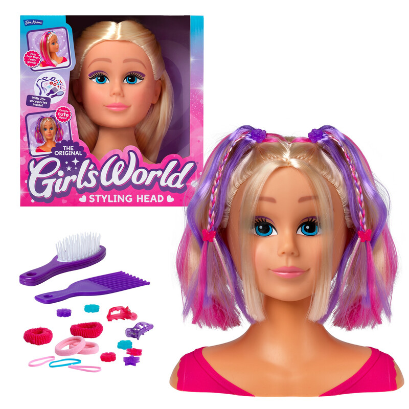 Girl's World Styling Head: A Creative Hair Styling and Makeover Toy for Fashion Doll Play and Pretend Salon Fun