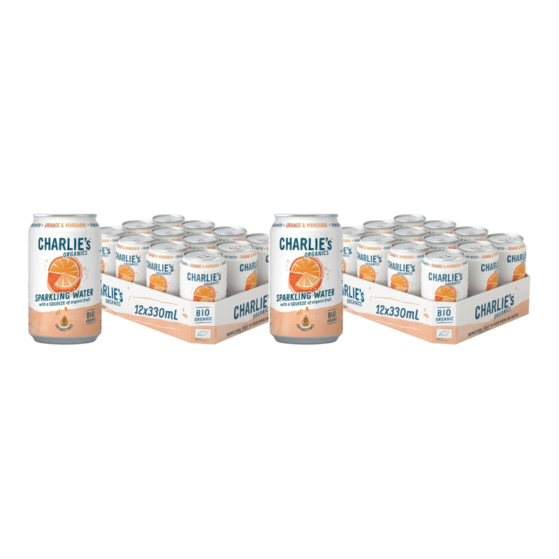 Charlie's Organics Bruiswater Sinaasappel & Mandarijn - 12x 330 ml x2