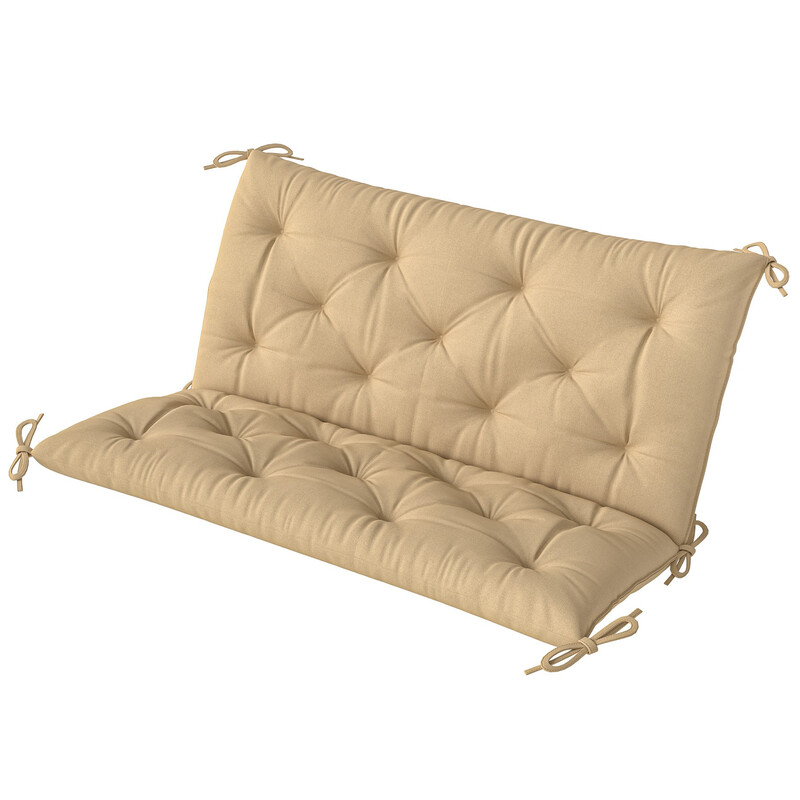 Outsunny 2 Seater Bench Pad, Garden Chair Cushion With Back And Ties For Indoor And Outdoor Use, 98 X 100 Cm, Khaki